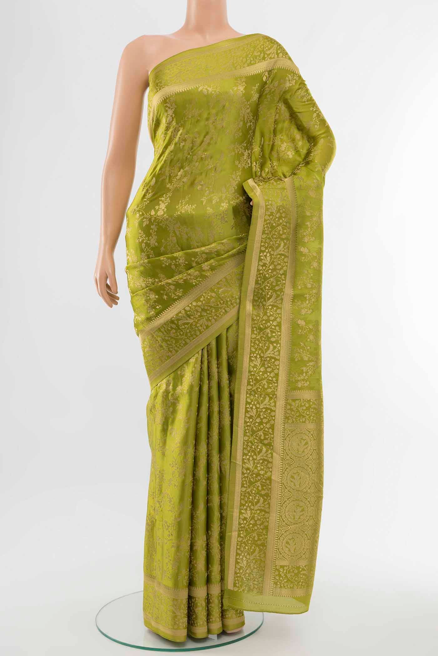 Light Green Banarasi Raw Silk Saree