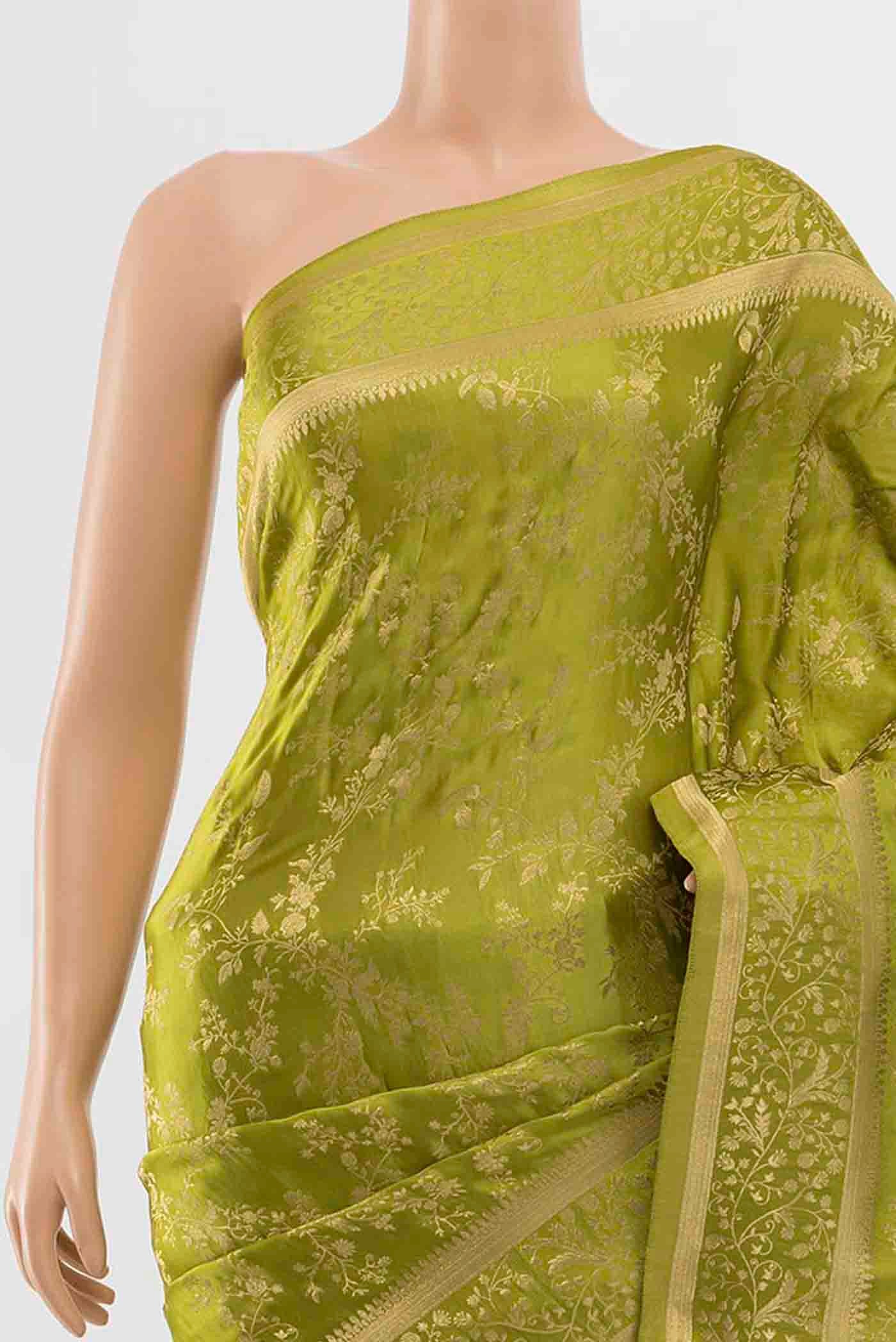 Light Green Banarasi Raw Silk Saree - Image 2