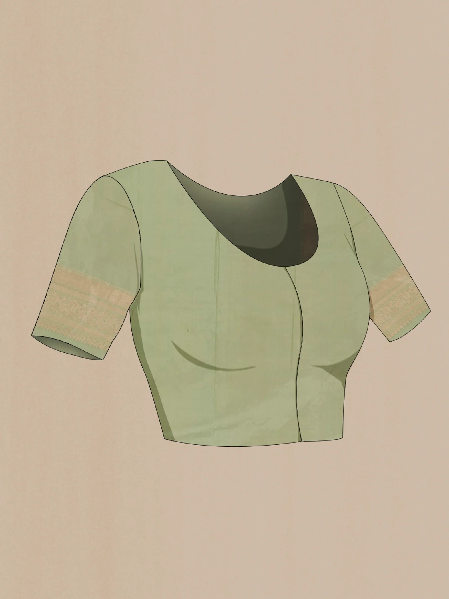 Sage Green Banarasi Silk Saree - Image 2