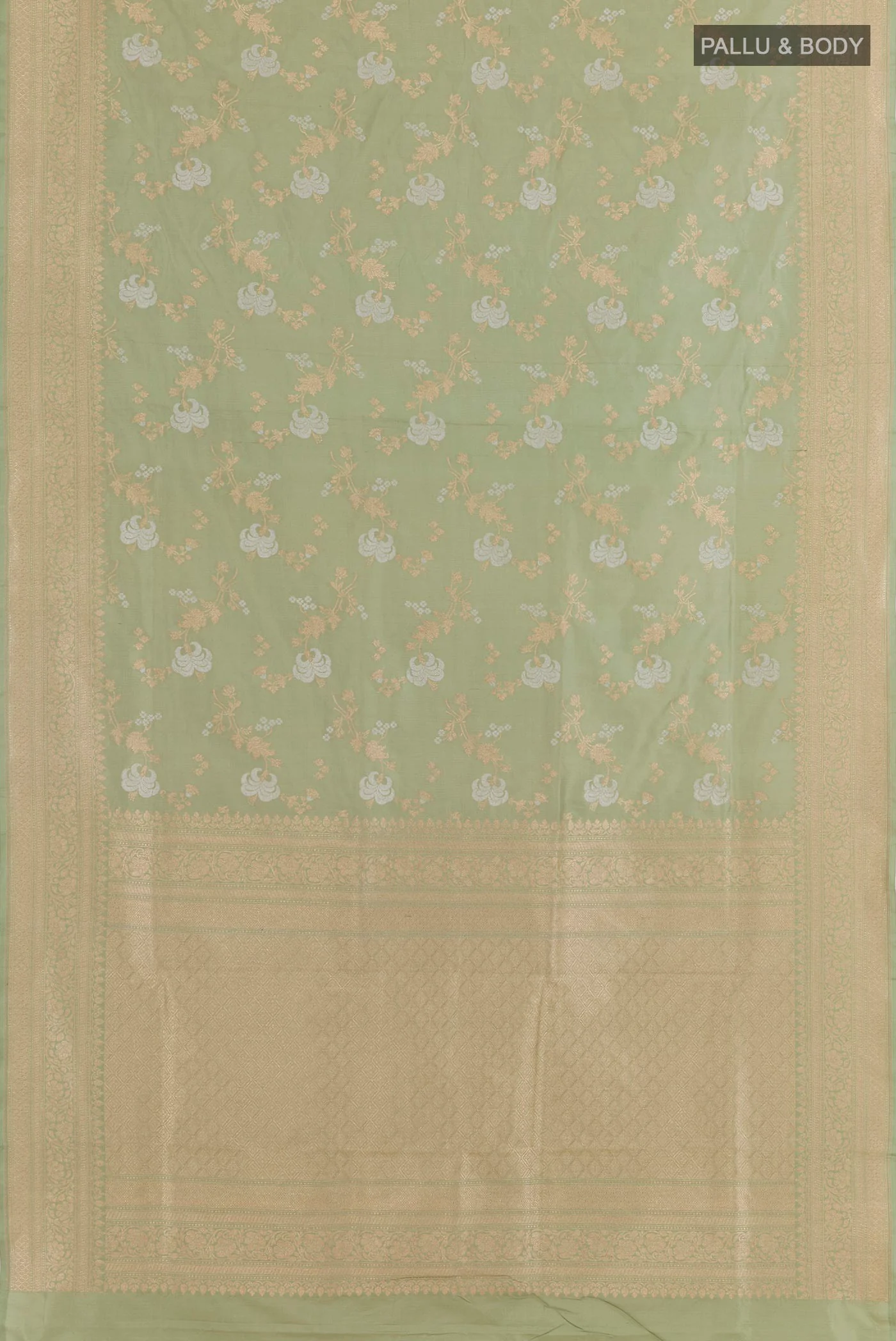 Sage Green Banarasi Silk Saree - Image 3