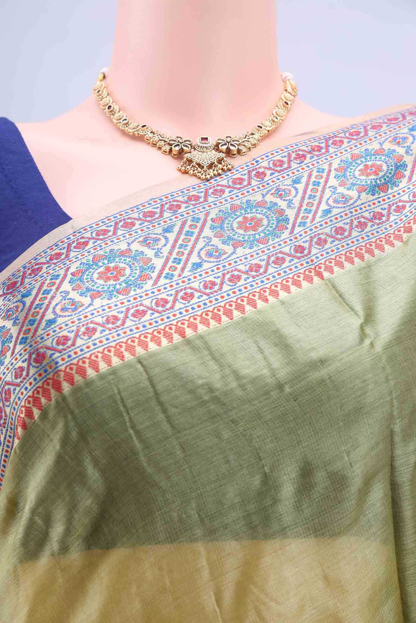 Light Green Banarasi Silk Saree - Image 3