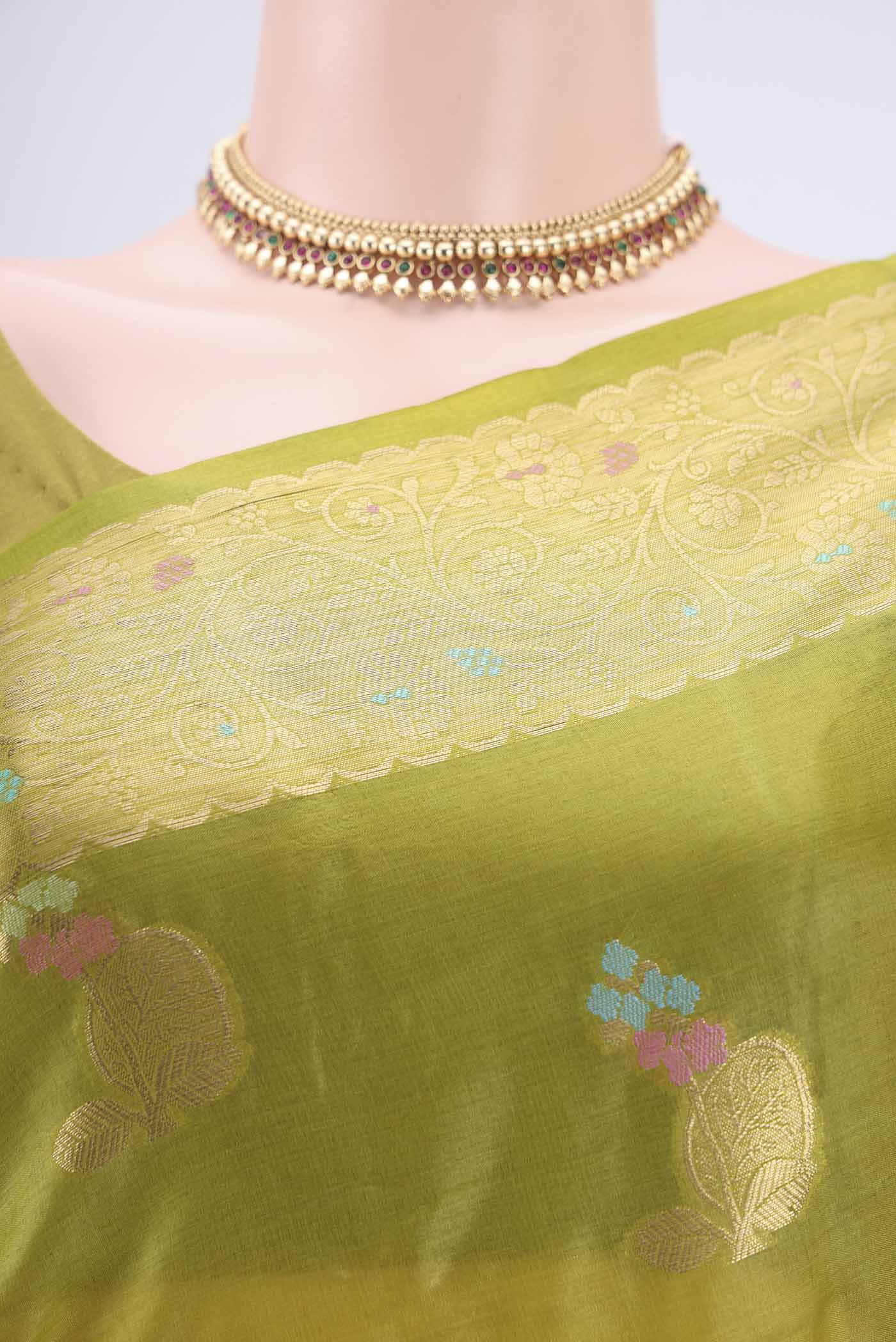 Light Green Banarasi Tussar Silk Saree - Image 2
