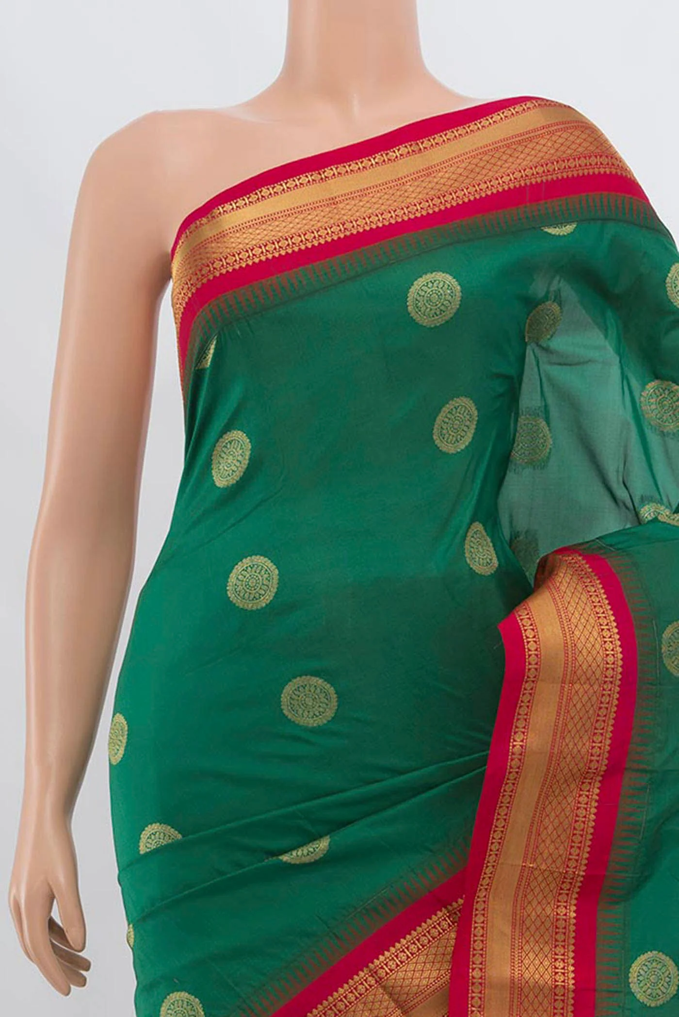 Green Blended Bangalore Silk Saree - Image 2