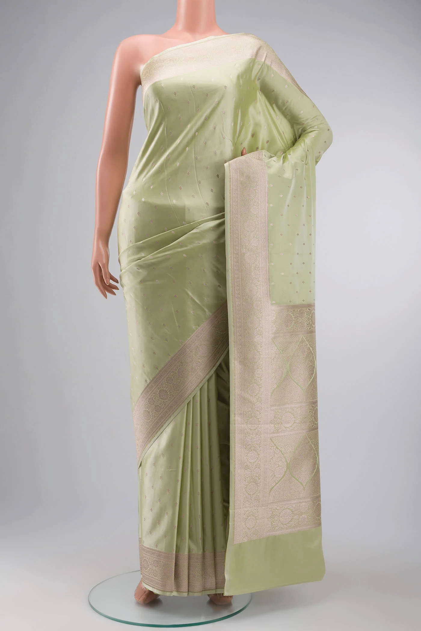Light Green Blended Banarasi Silk Saree
