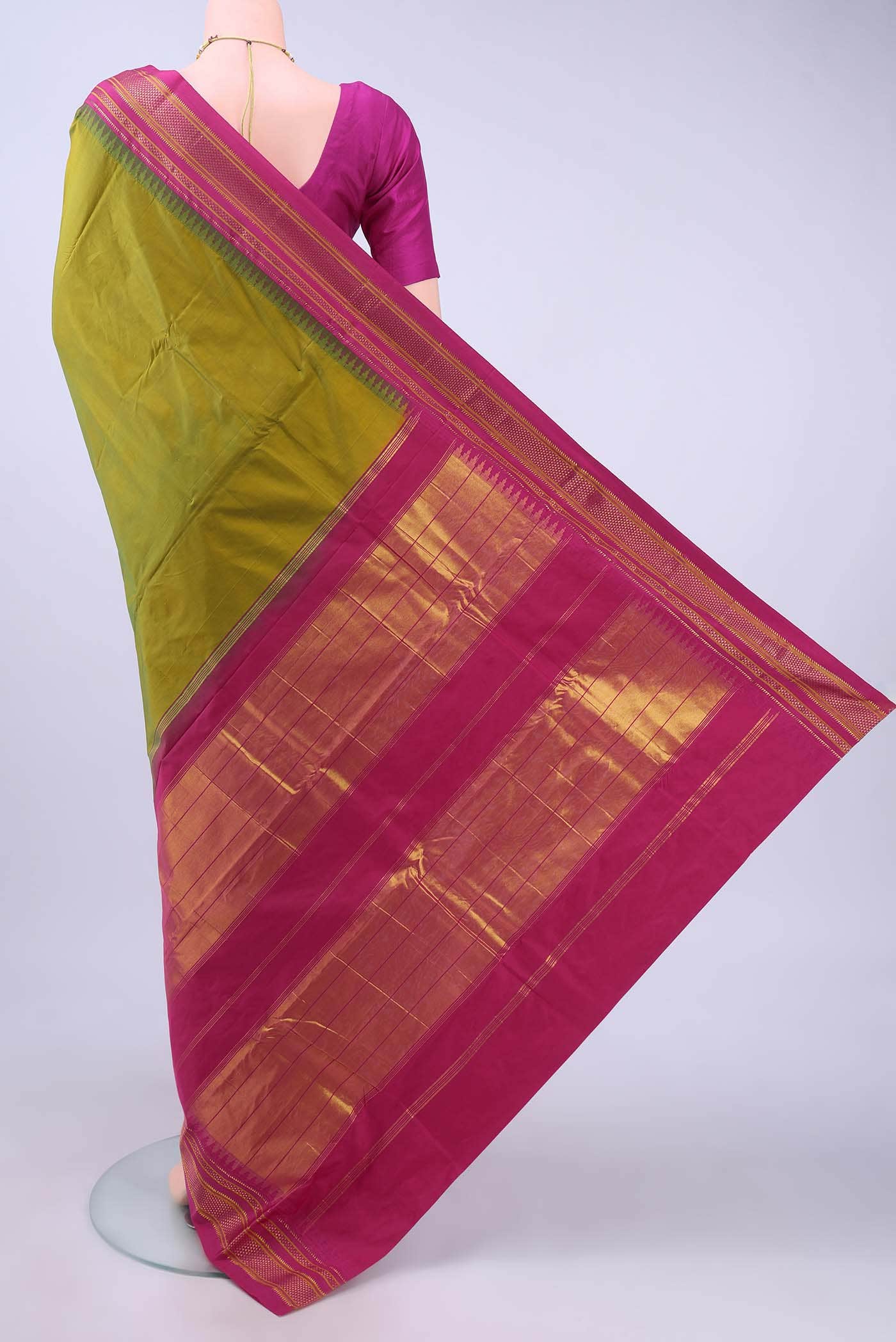 Light Green Blended Bangalore Silk - kadyal Saree - Image 2