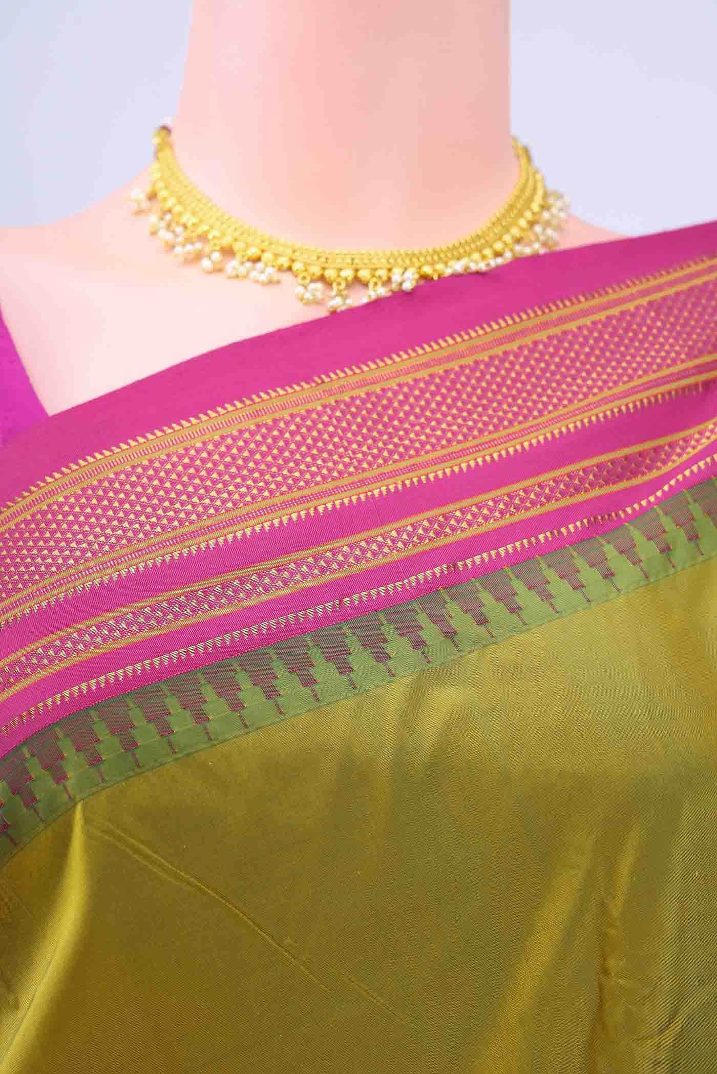 Light Green Blended Bangalore Silk - kadyal Saree - Image 3