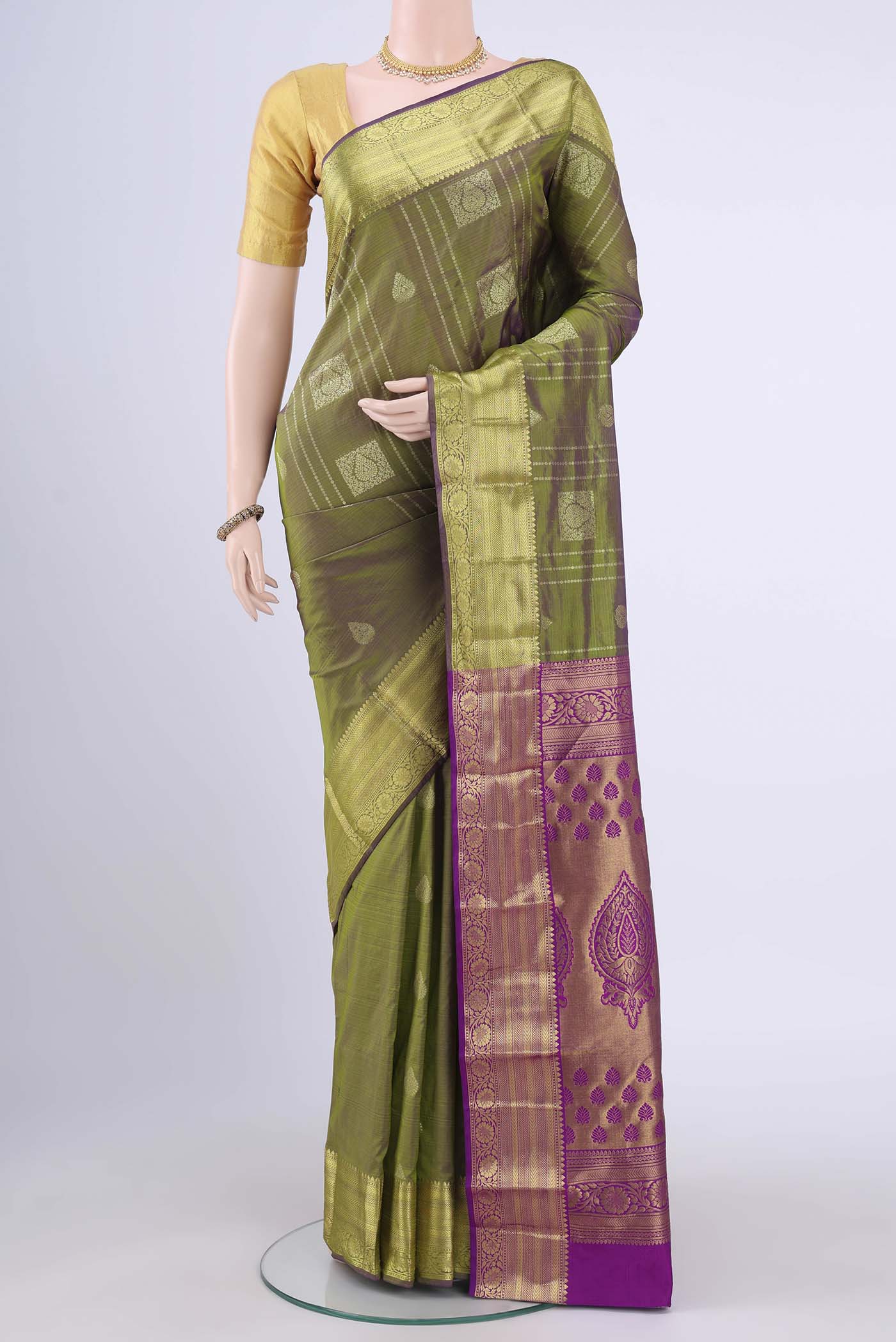 Light Green Blended Bangalore Silk Saree