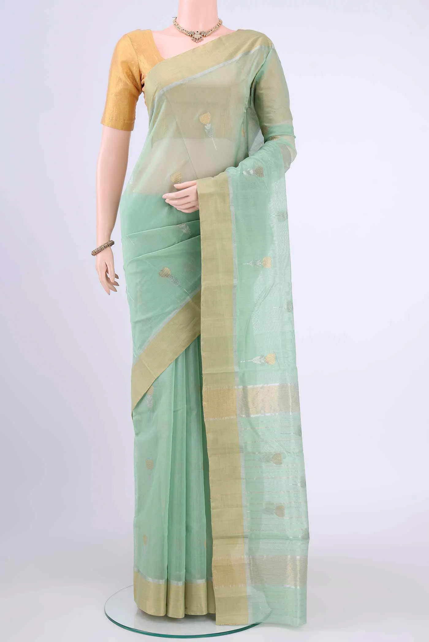 Light Green Chanderi Silk Saree