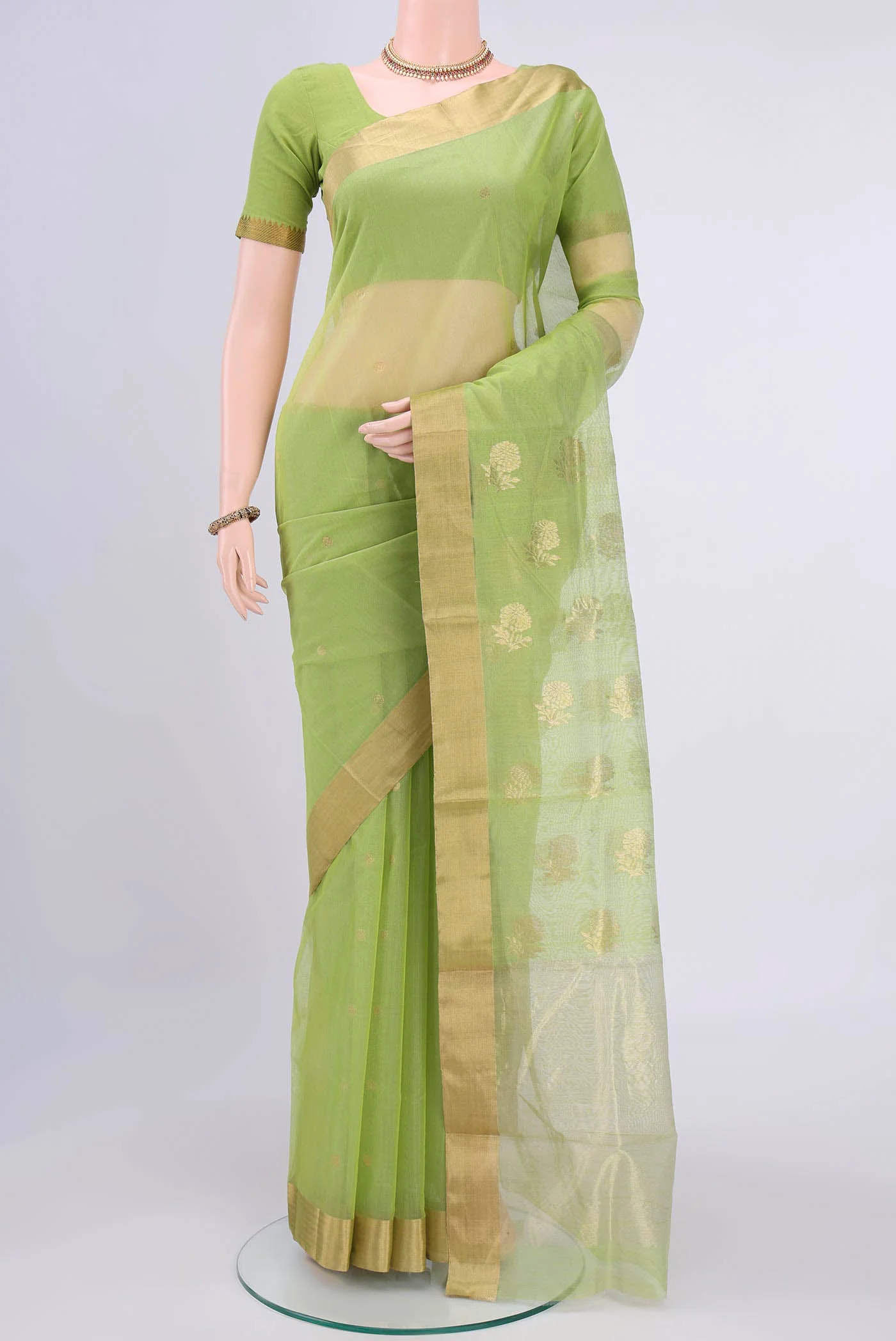 Light Green Chanderi Silk Saree