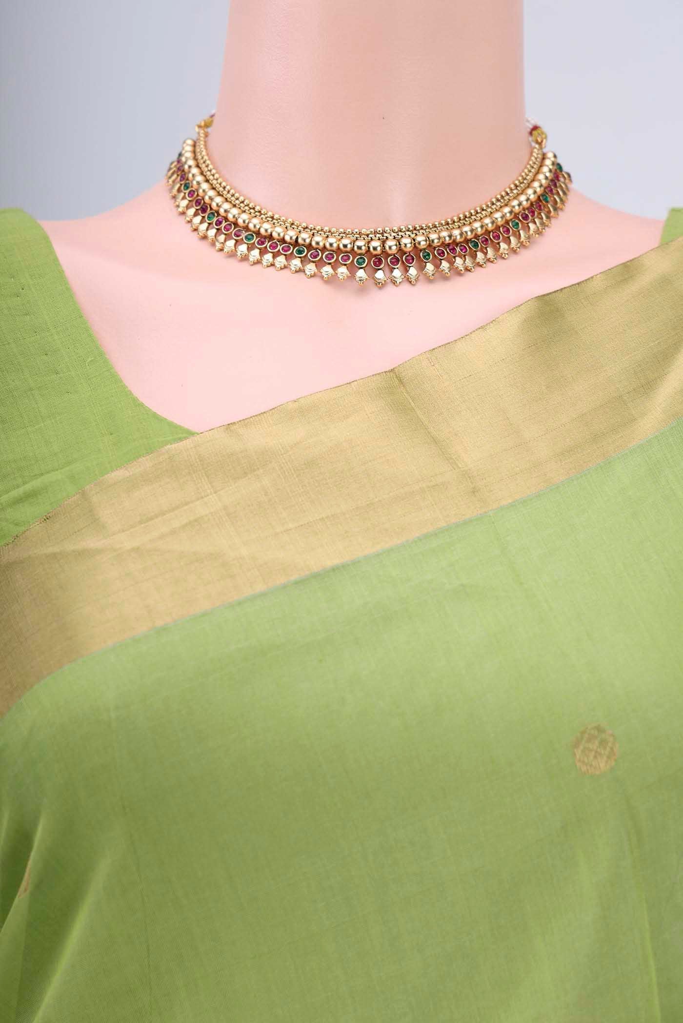 Light Green Chanderi Silk Saree - Image 2