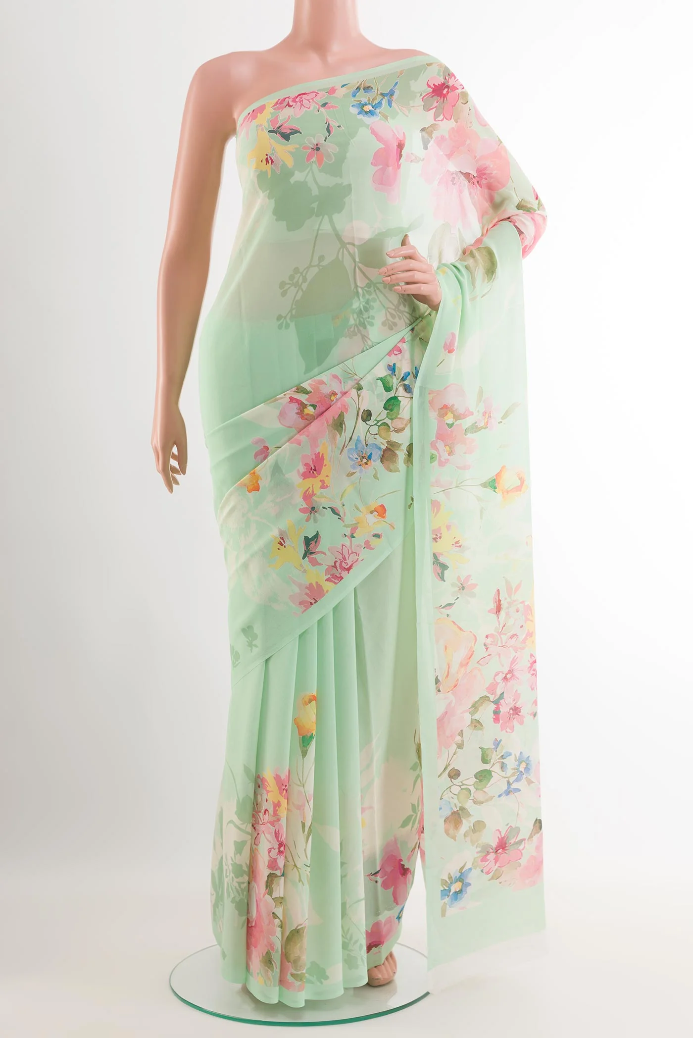Mint Green Mysore Georgette Saree
