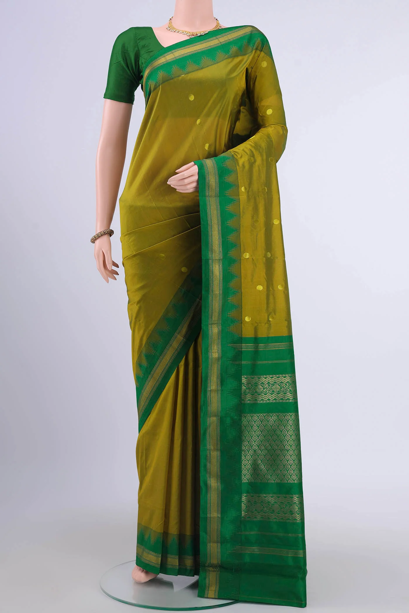 Light Green Dual Tone Bangalore Silk Saree