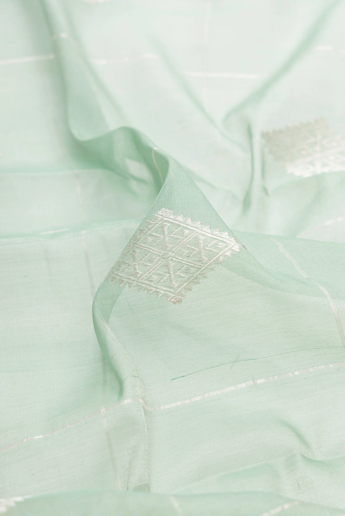 Light Blue Chanderi Tissue Silk Saree - Image 2