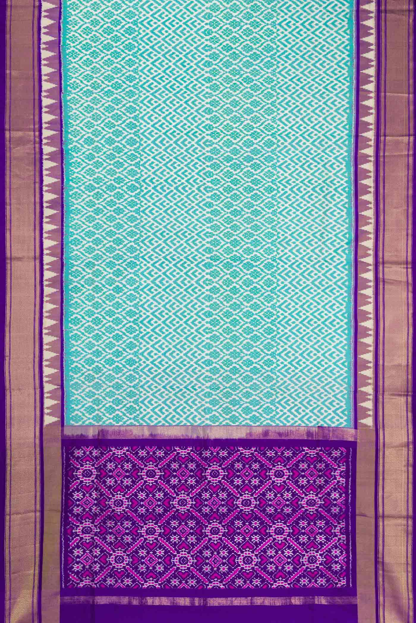 Light Green Dual Tone Double Ikat Saree - Image 6