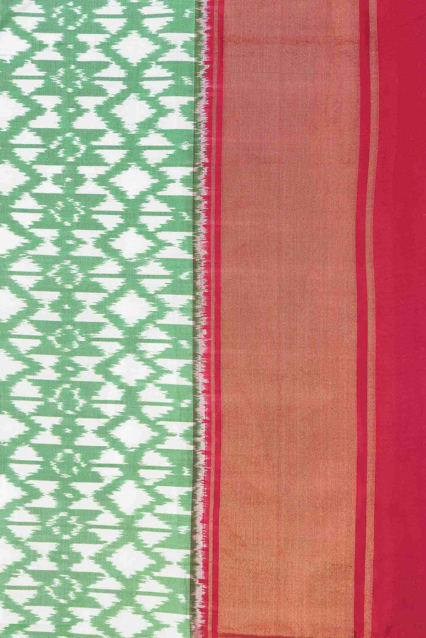 Light Green Dual Tone Double Ikat Saree - Image 5