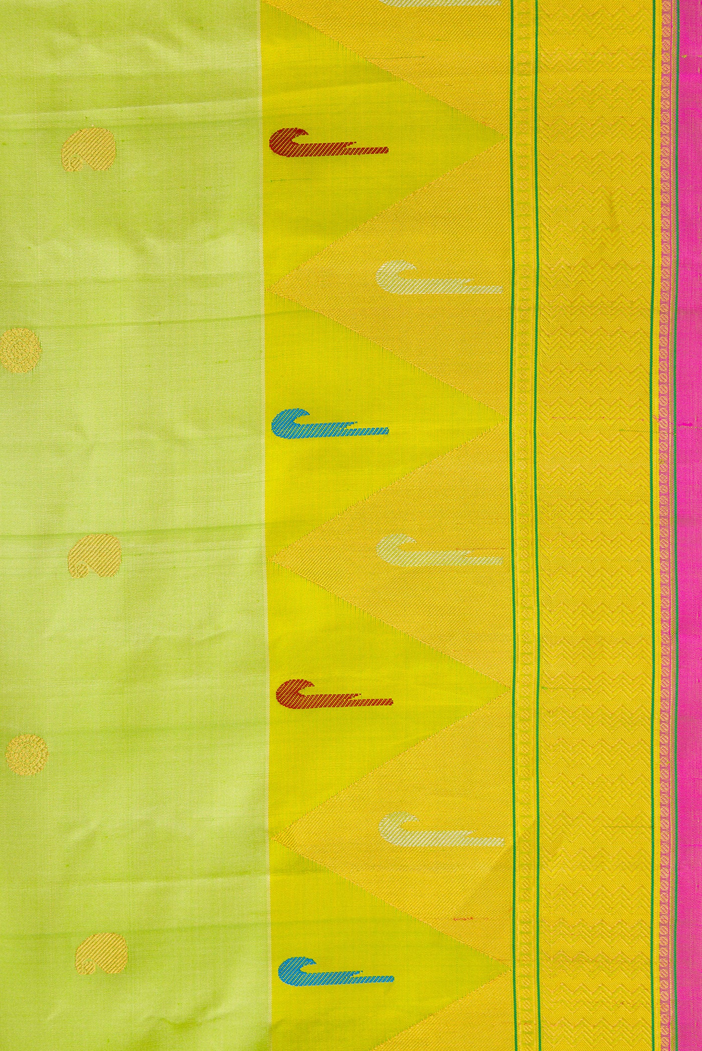 Light Green Gadwal Silk Saree - Image 3