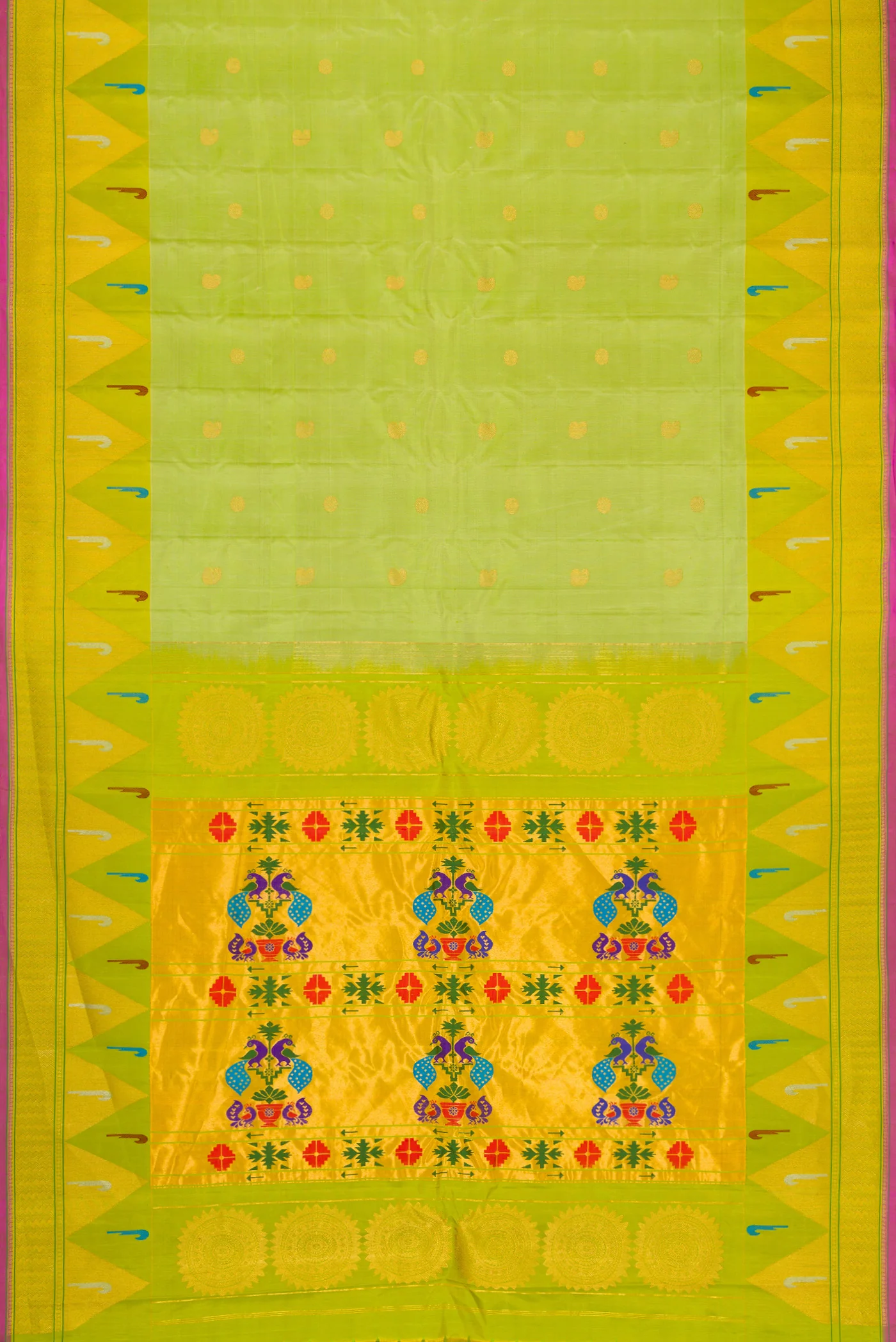 Light Green Gadwal Silk Saree - Image 6
