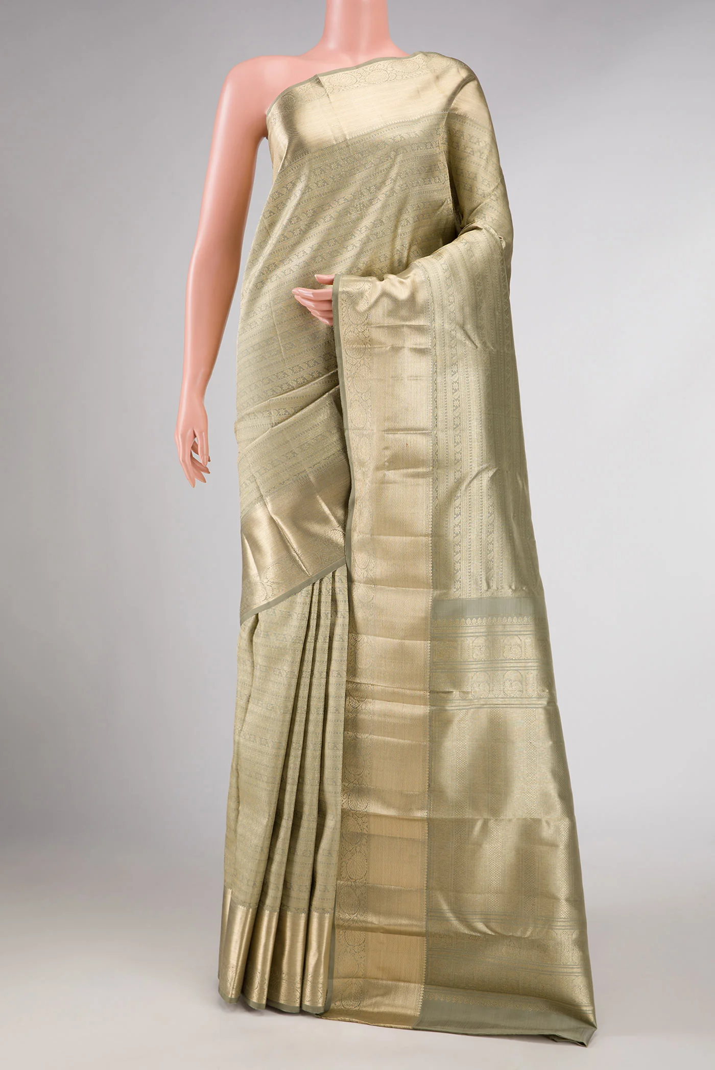 Light Green Dual Tone Kanchipuram Silk Saree