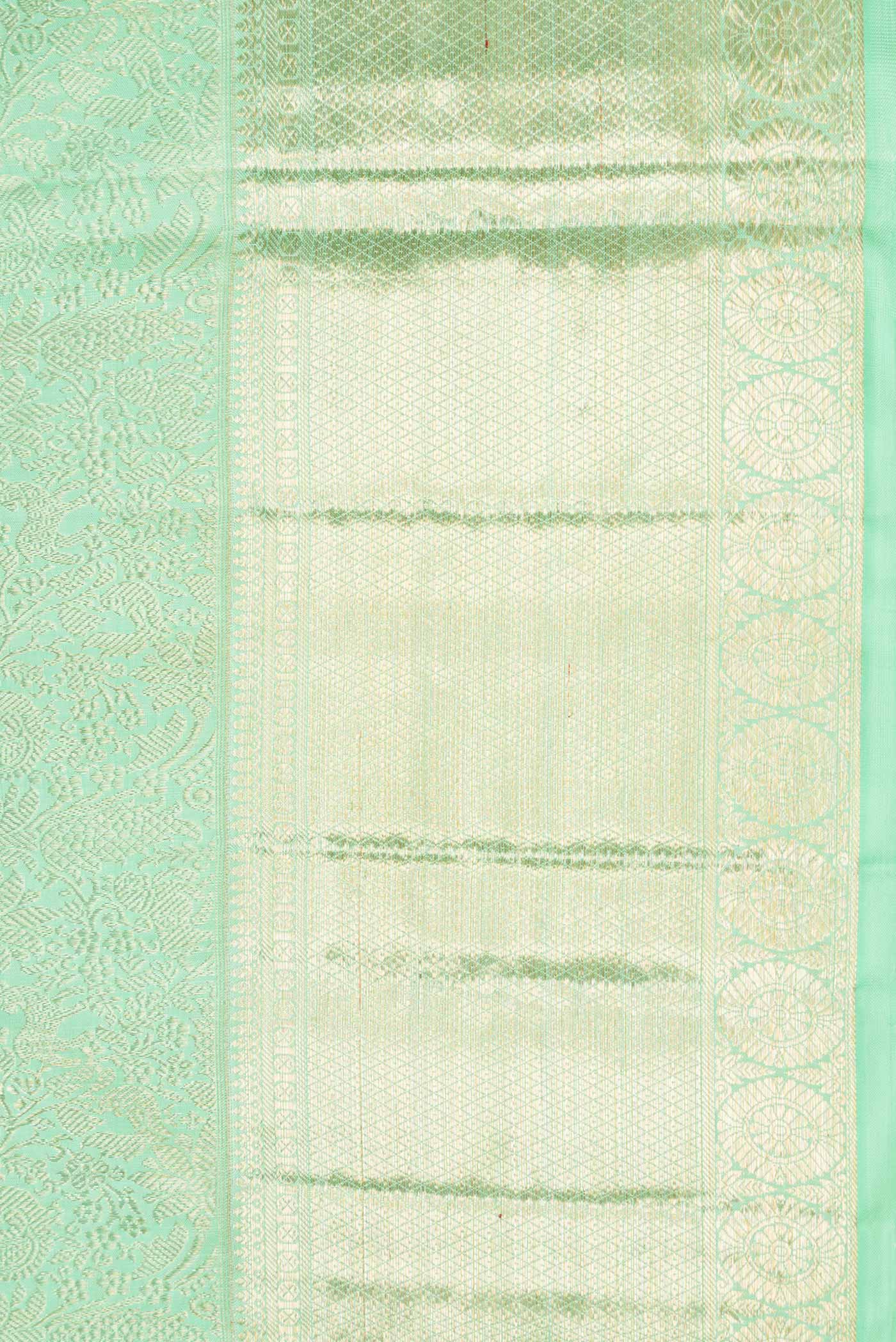 Light Green Dual Tone Kanchipuram Silk Saree - Image 3