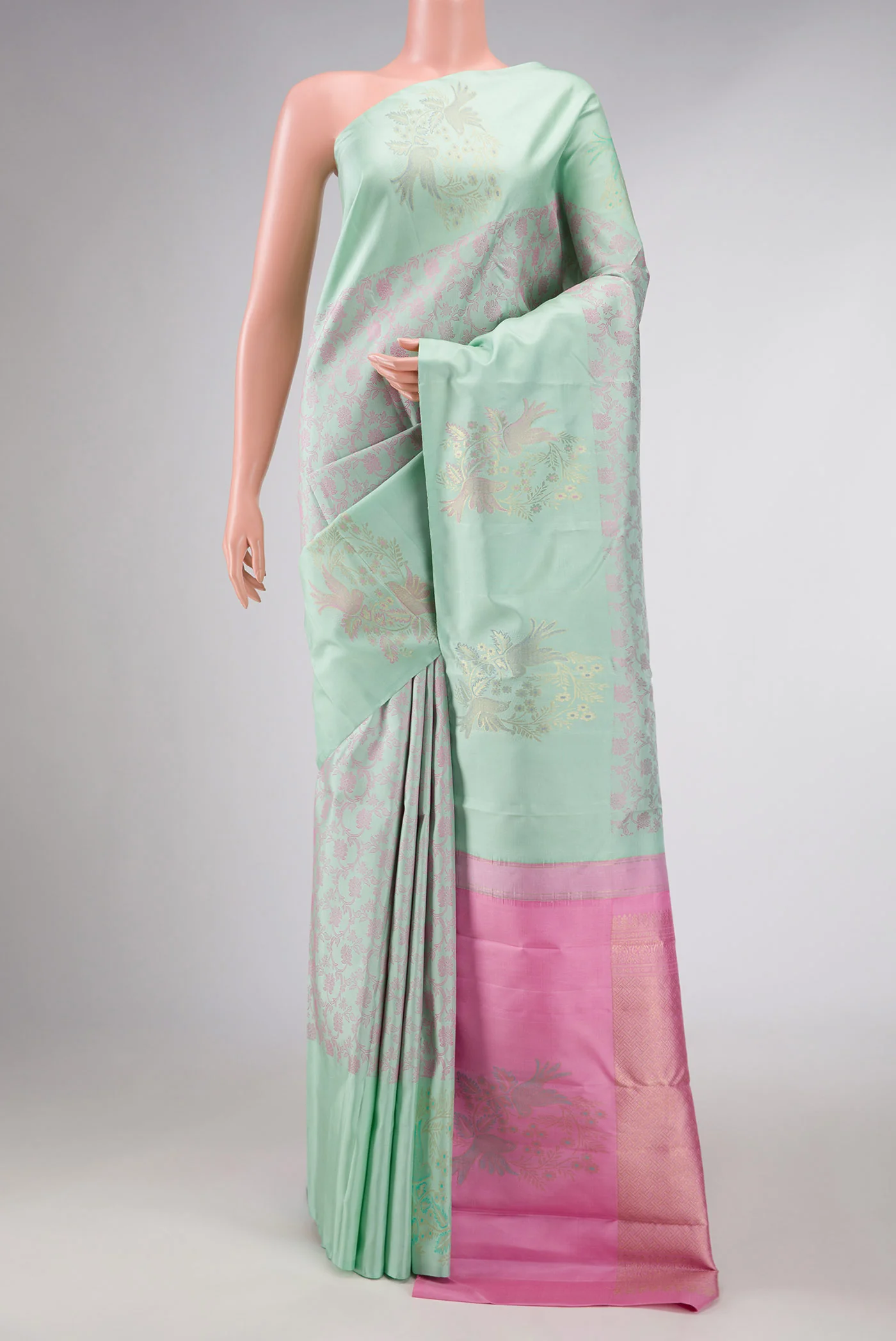Light Green Dual Tone Kanchipuram Silk Saree