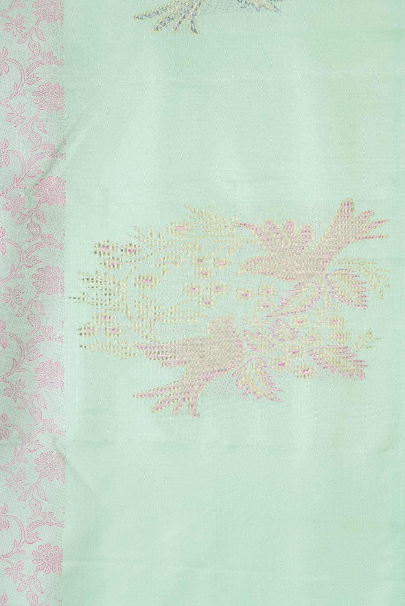 Light Green Dual Tone Kanchipuram Silk Saree - Image 3
