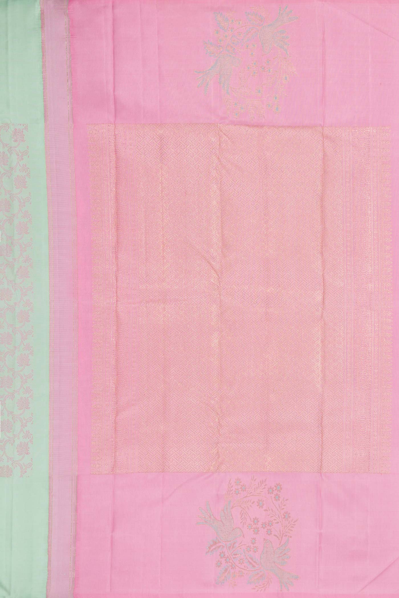 Light Green Dual Tone Kanchipuram Silk Saree - Image 7