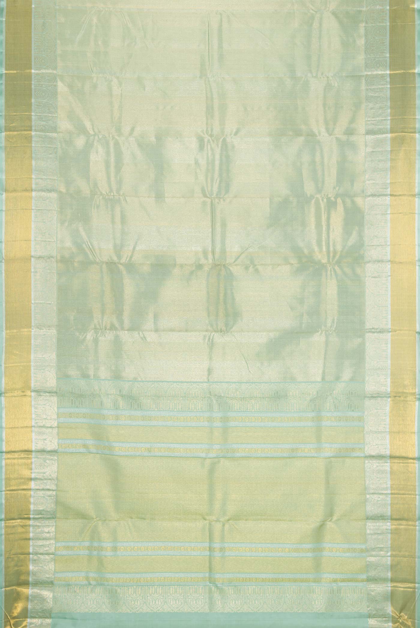 Mint Green Dual Tone Kanchipuram Tissue Silk Saree - Image 6