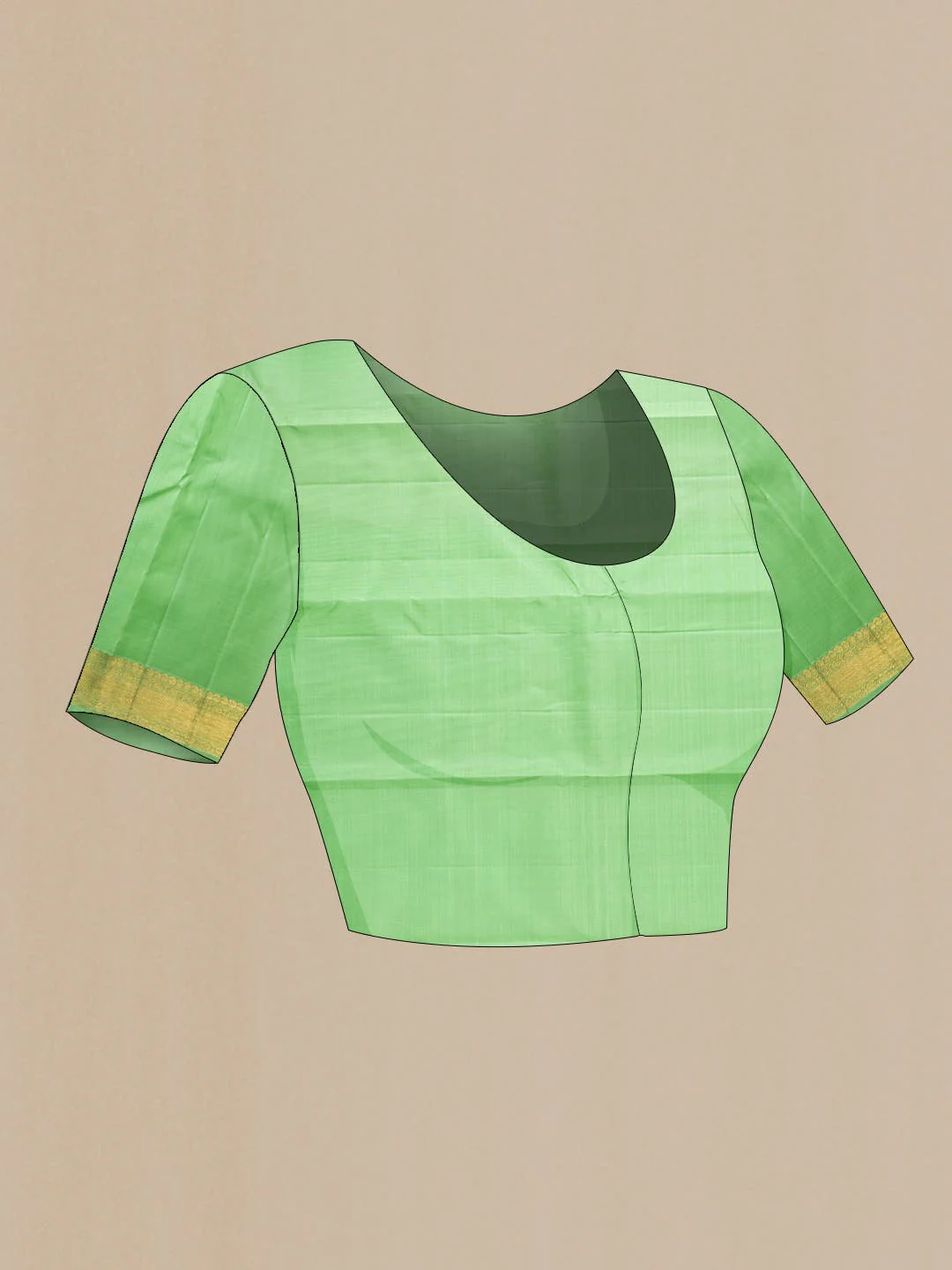 Pure Silk Pure Zari Light Green Dual Tone Kanchipuram Saree - Image 7