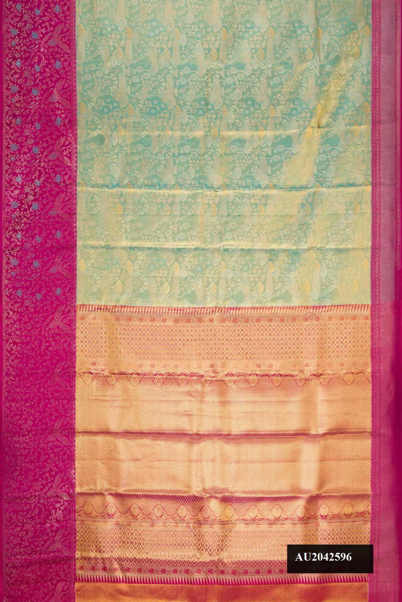Light Green Dual Tone Kanchipuram Tissue Silk Saree