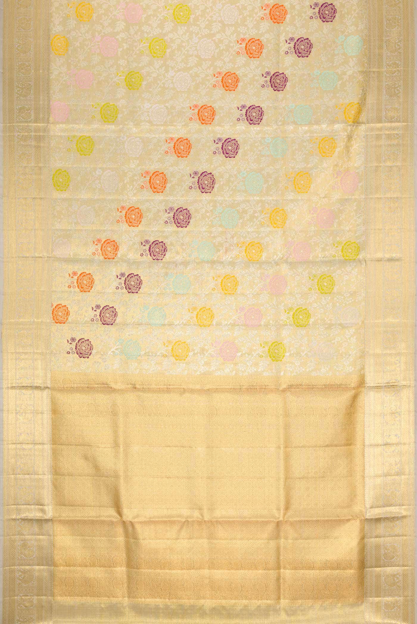 Gold Dual Tone Kanjivaram Tissue Silk Saree - Image 4