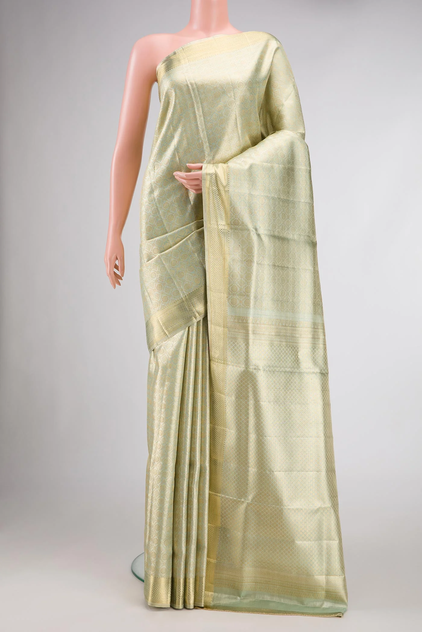 Mint Green with Gold Color Kanjivaram Tissue Silk Saree