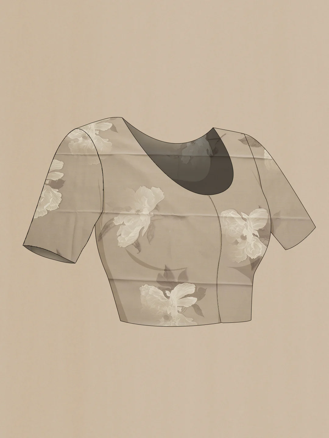 Grey Mysore Chiffon Saree - Image 4