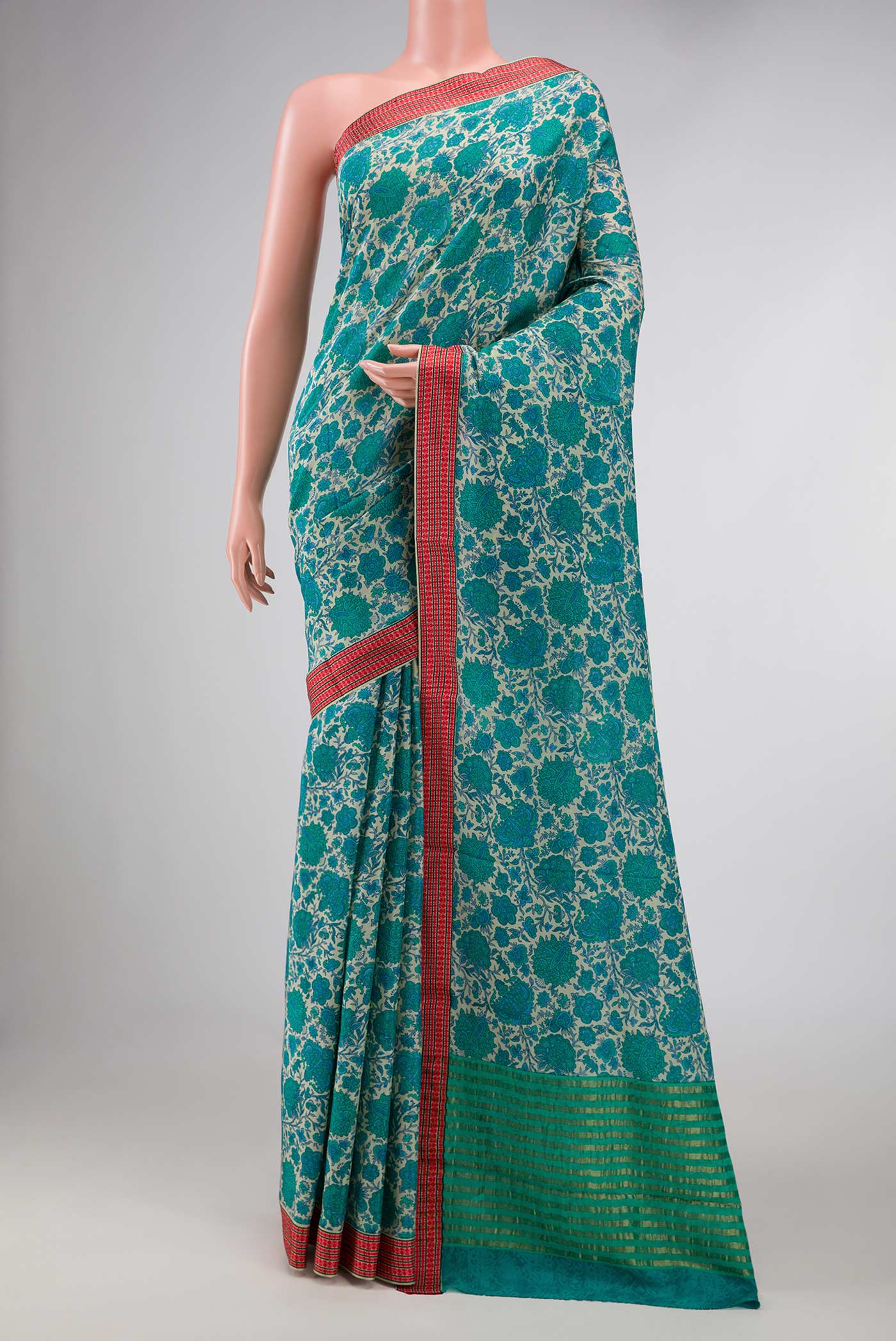 Blue Mysore Crepe Saree
