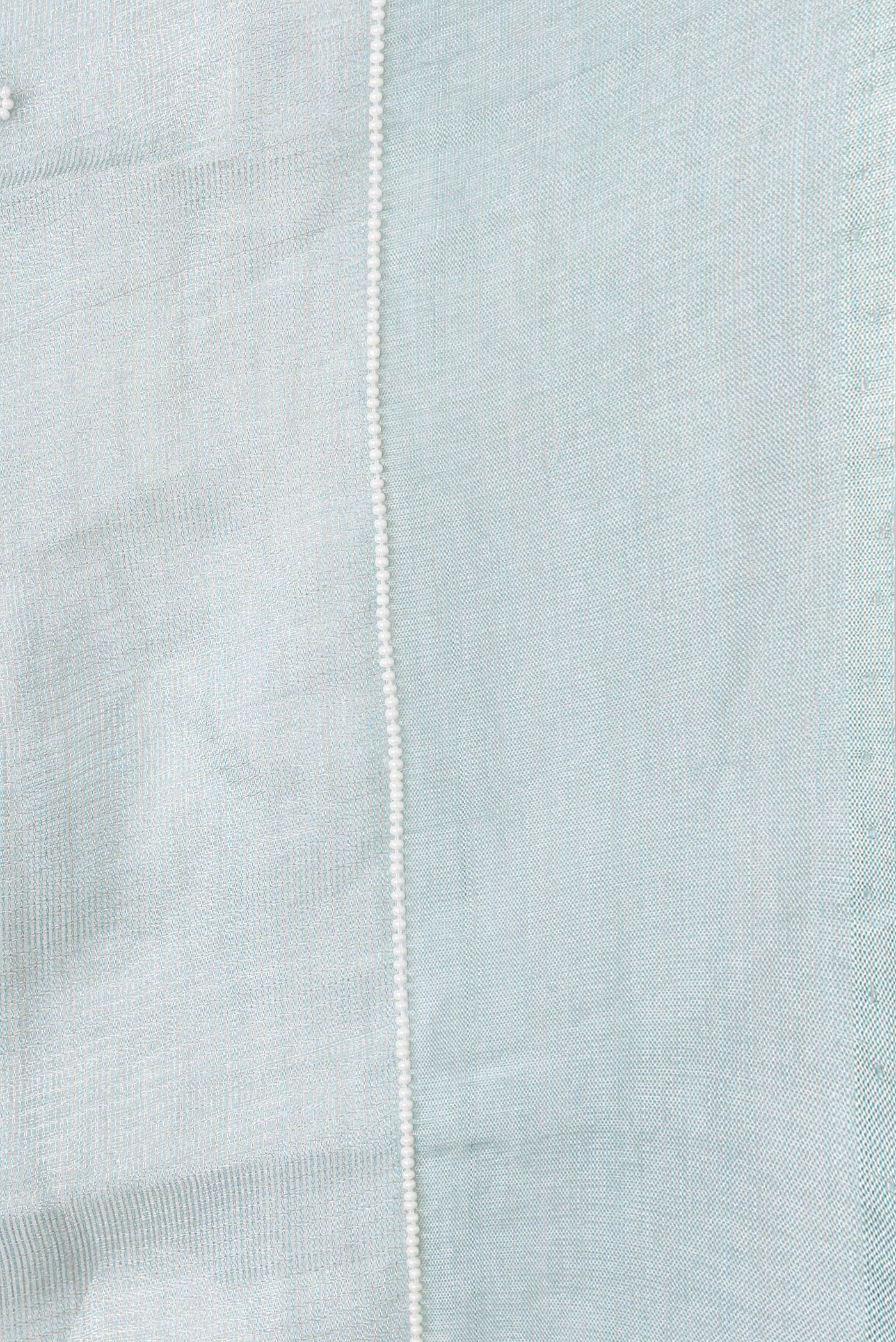 Light Blue Organza Silk Saree - Image 3