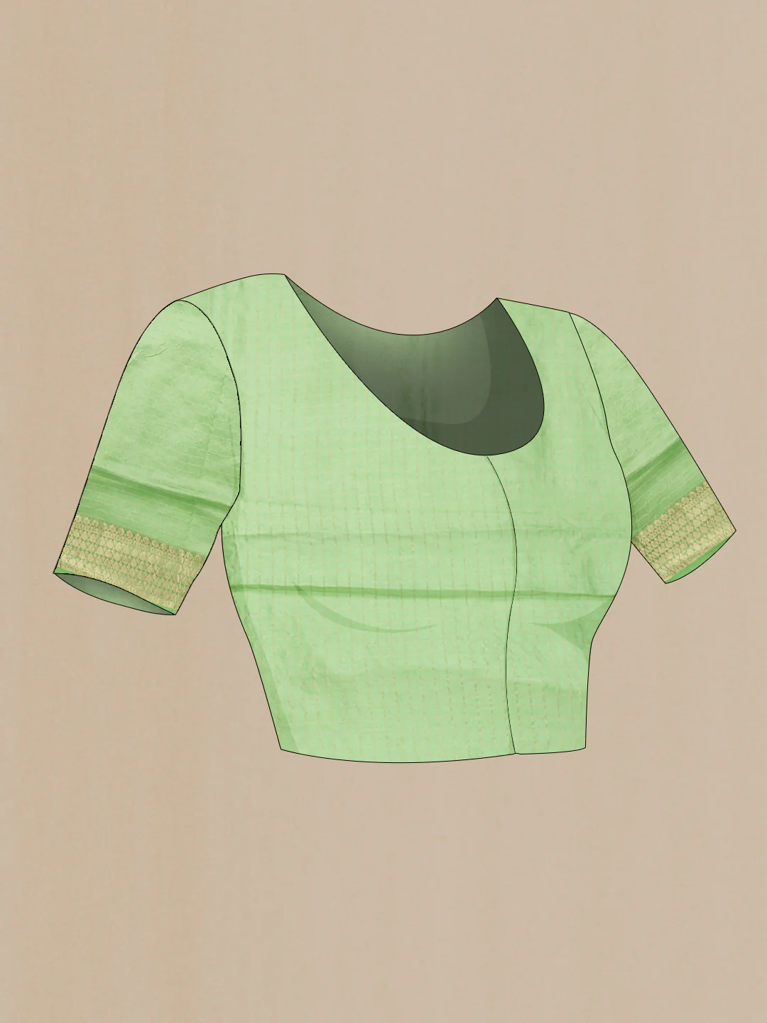 Green Organza Silk Saree - Image 4