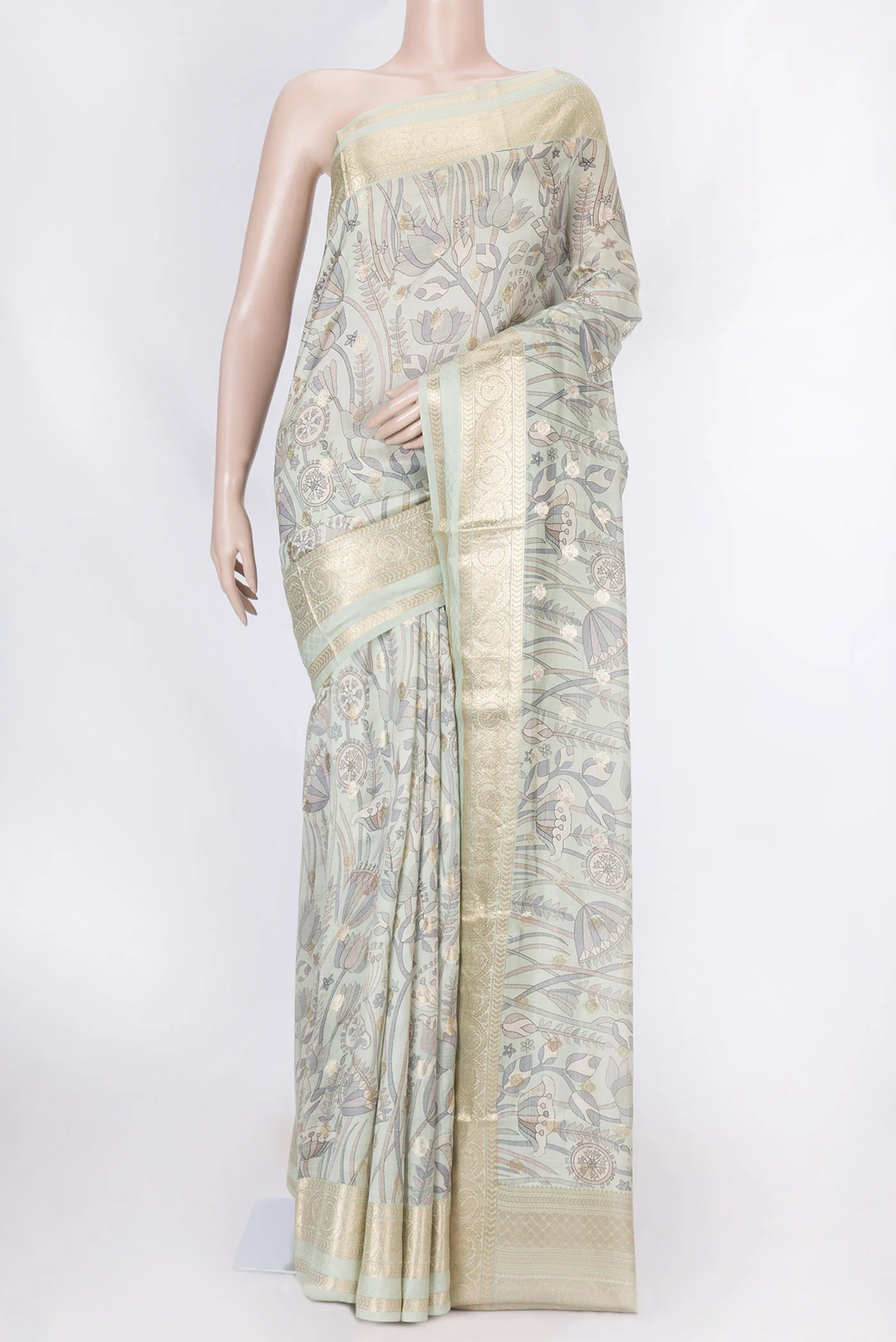 Light Green Dual Tone Tussar Silk Saree