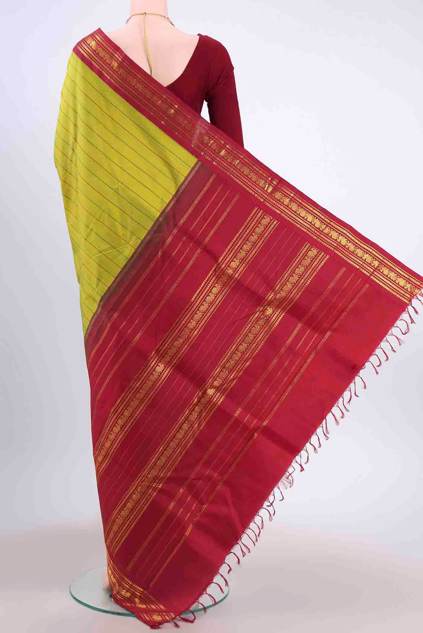 Light Green Kanchipuram Silk Saree - Image 3