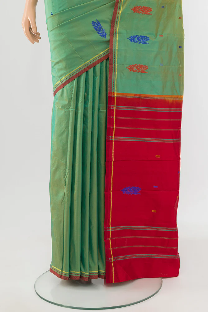 Light Green Kanchipuram Silk Saree - Image 3