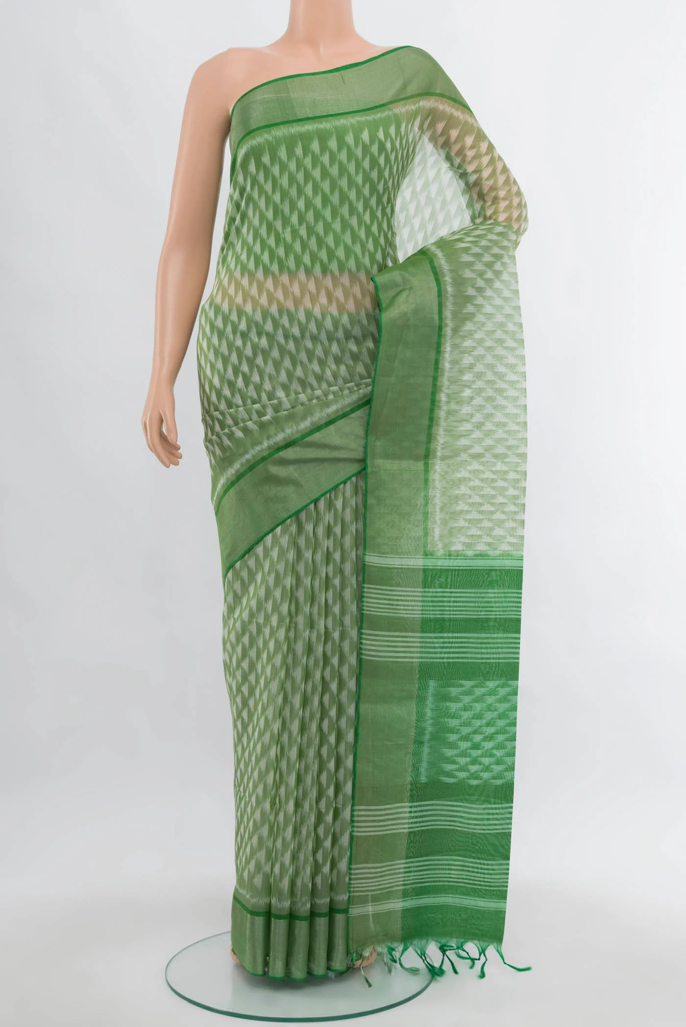 Sage Green Silk Cotton Saree