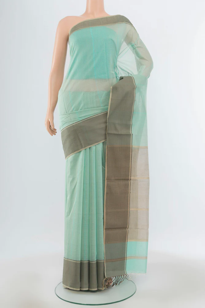 Light Blue Maheshwari Silk Cotton Saree