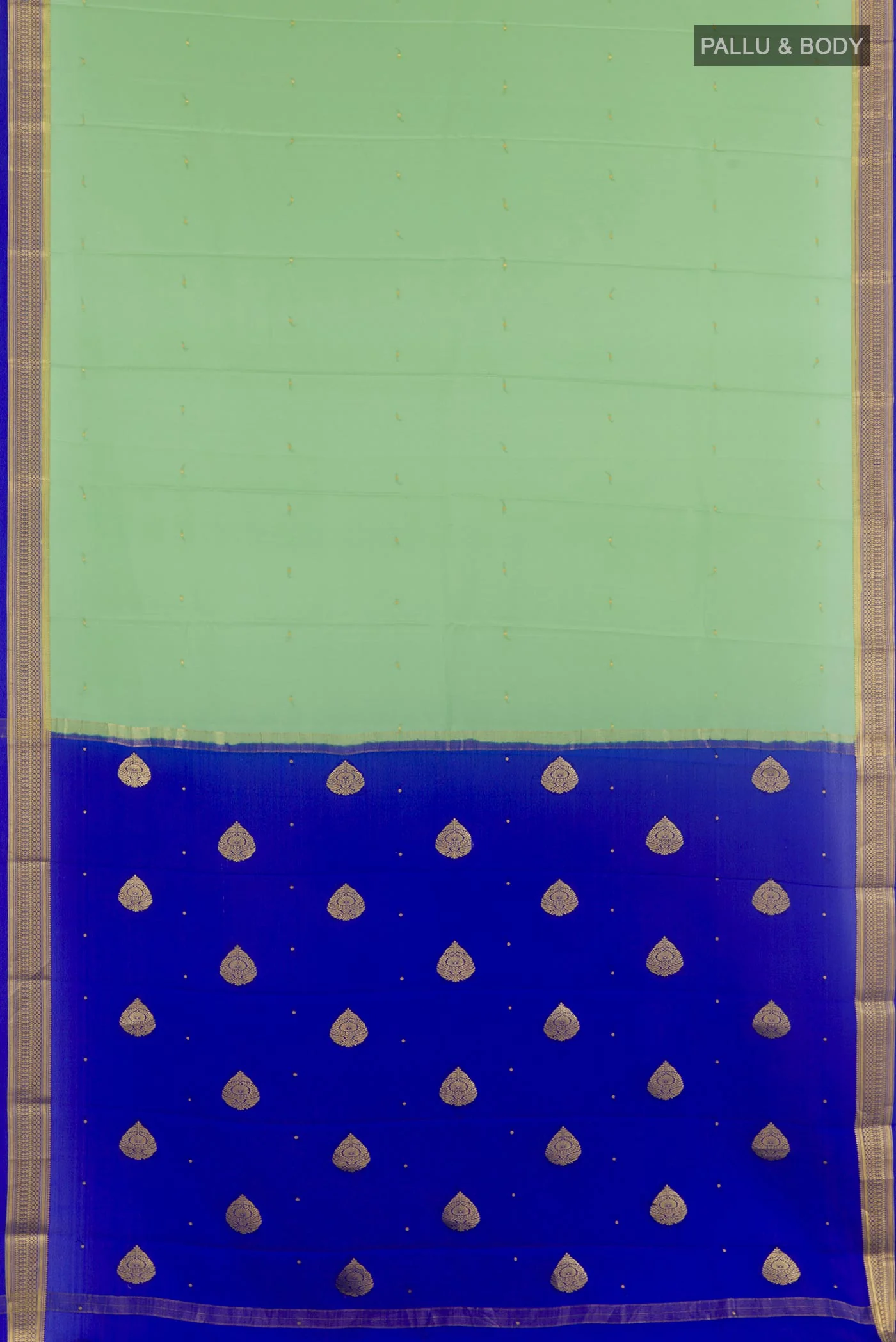 Light Green Mysore Crepe Saree - Image 3