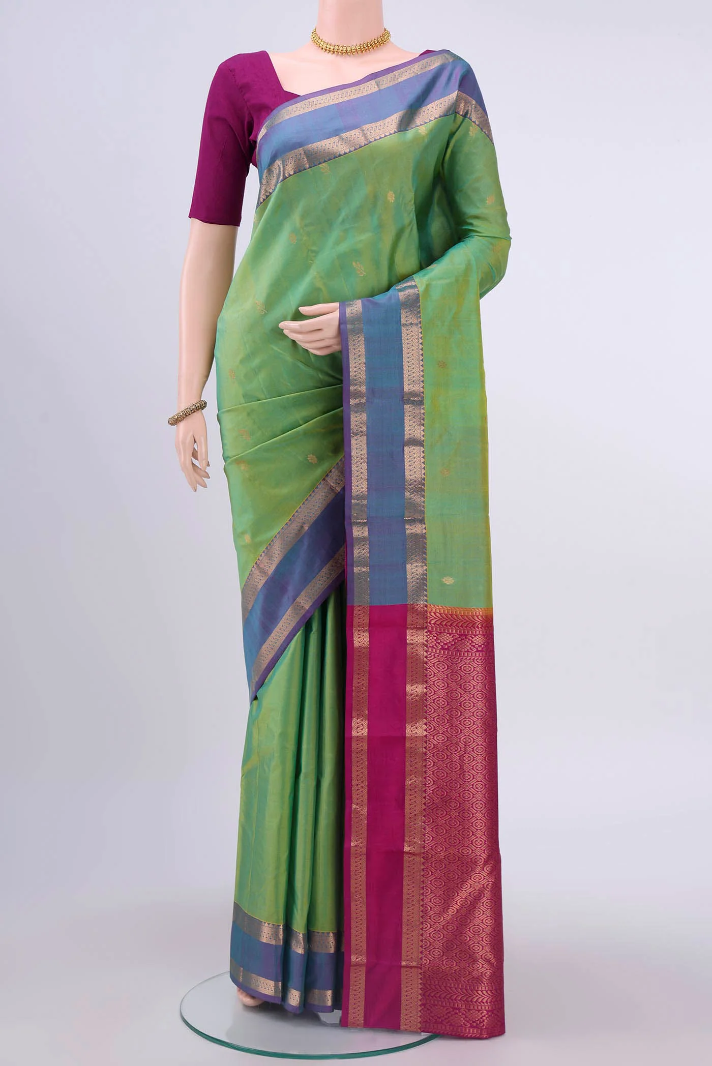 Light Green Nangavalli Silk [ Salem ] Saree