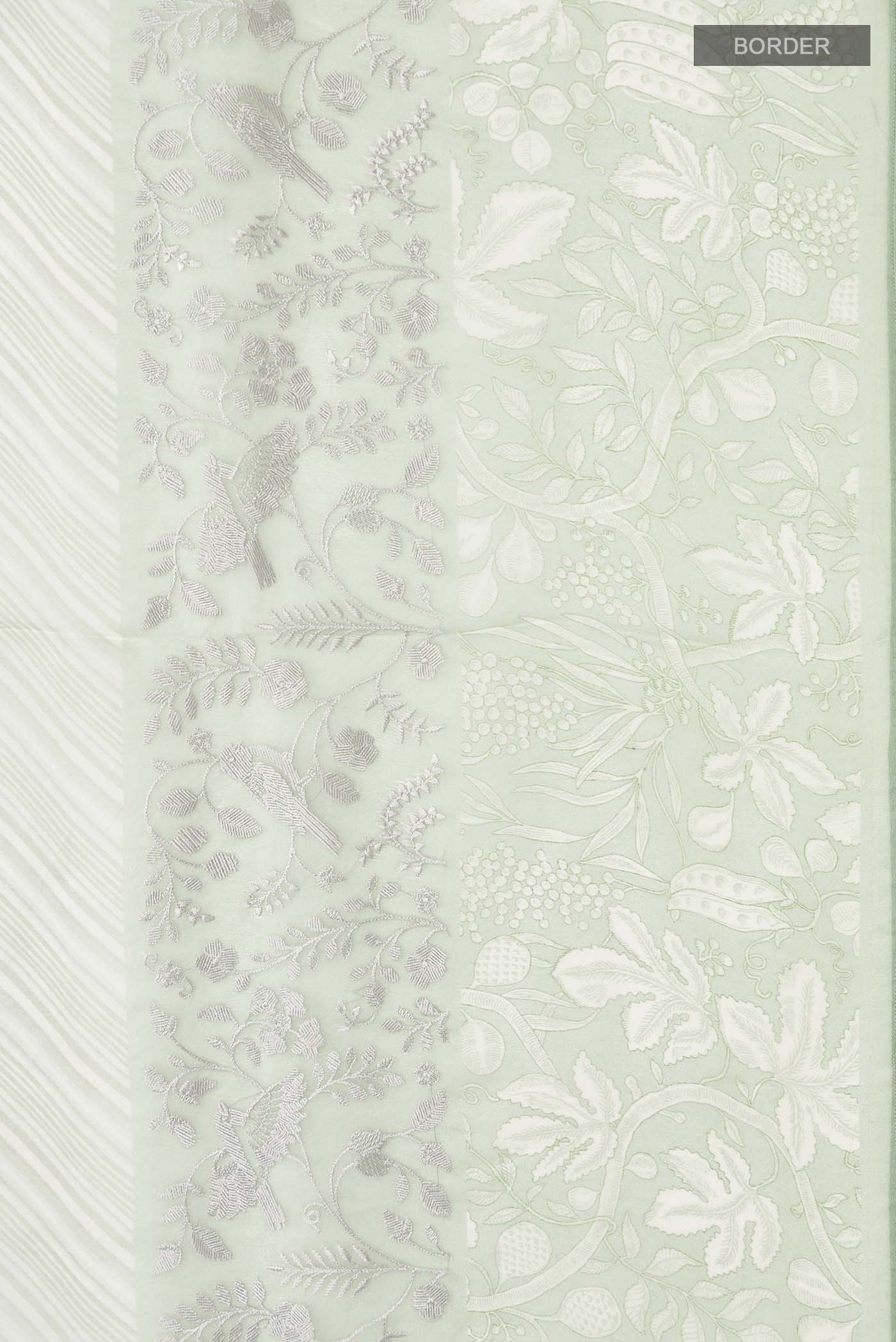 Light Green Organza Silk Saree - Image 3