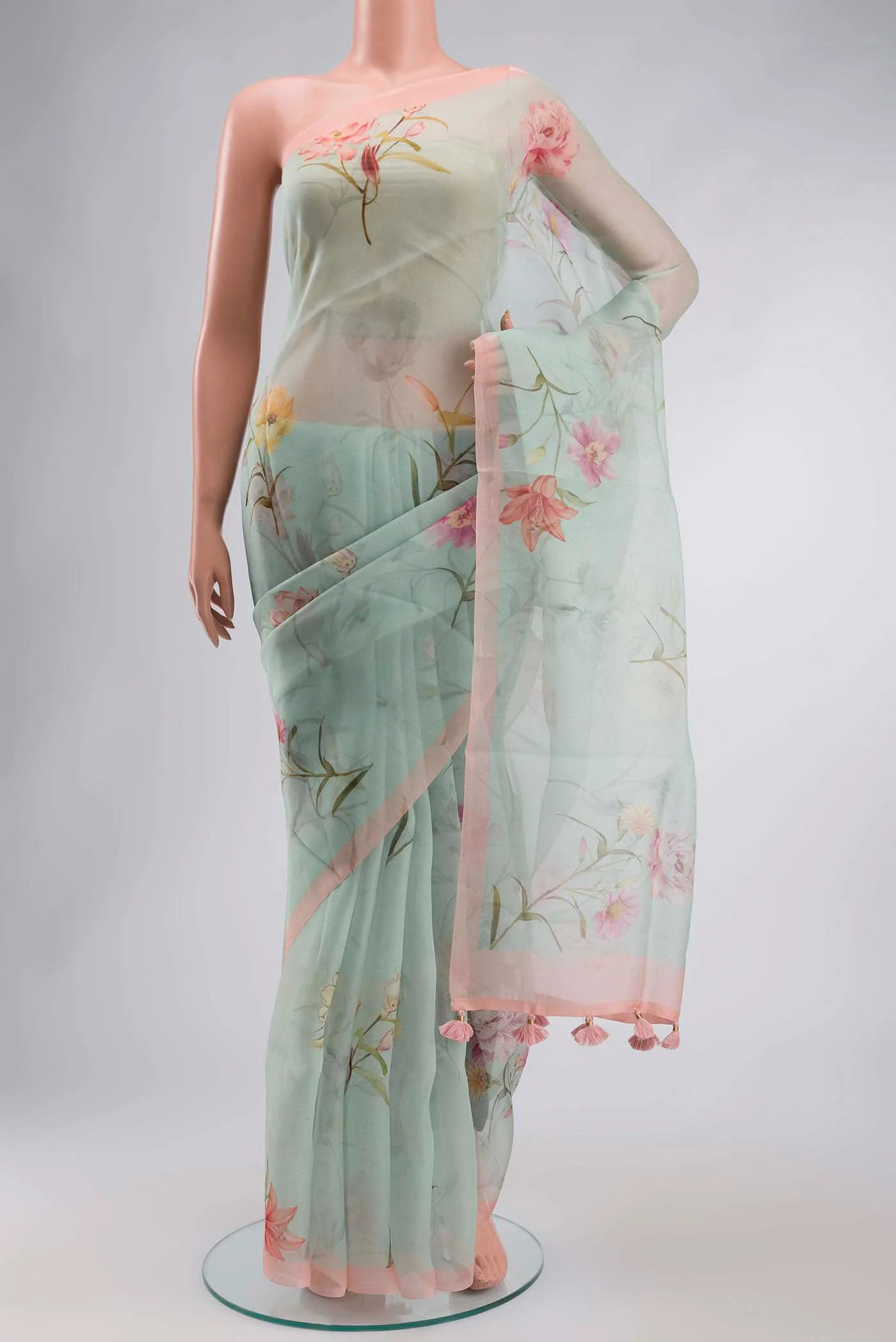 Light Green Organza Silk Saree
