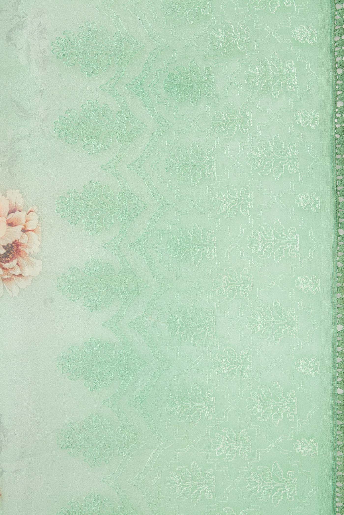Light Green Organza Silk Saree - Image 3
