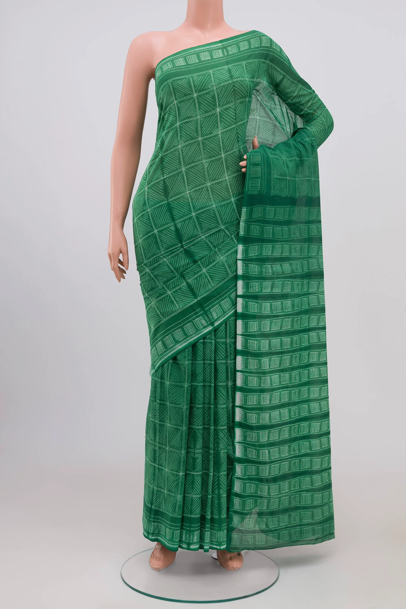 Green Printed Cotton Saree