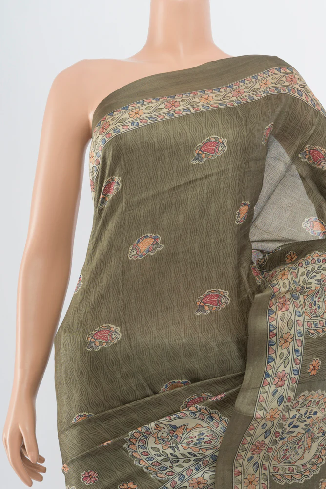 Grey Tussar Silk Saree - Image 2
