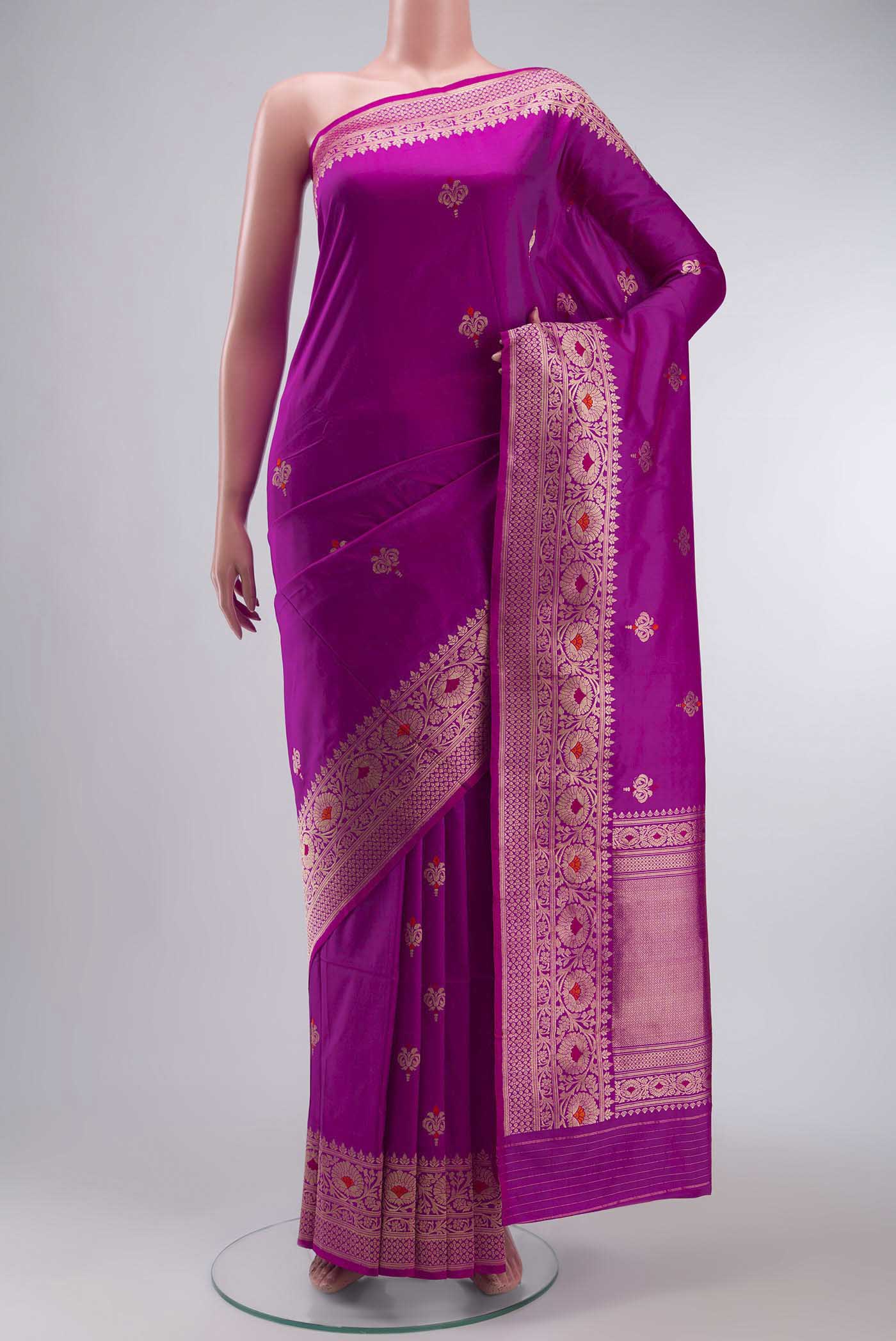 Magenta Banarasi Katan Silk Saree