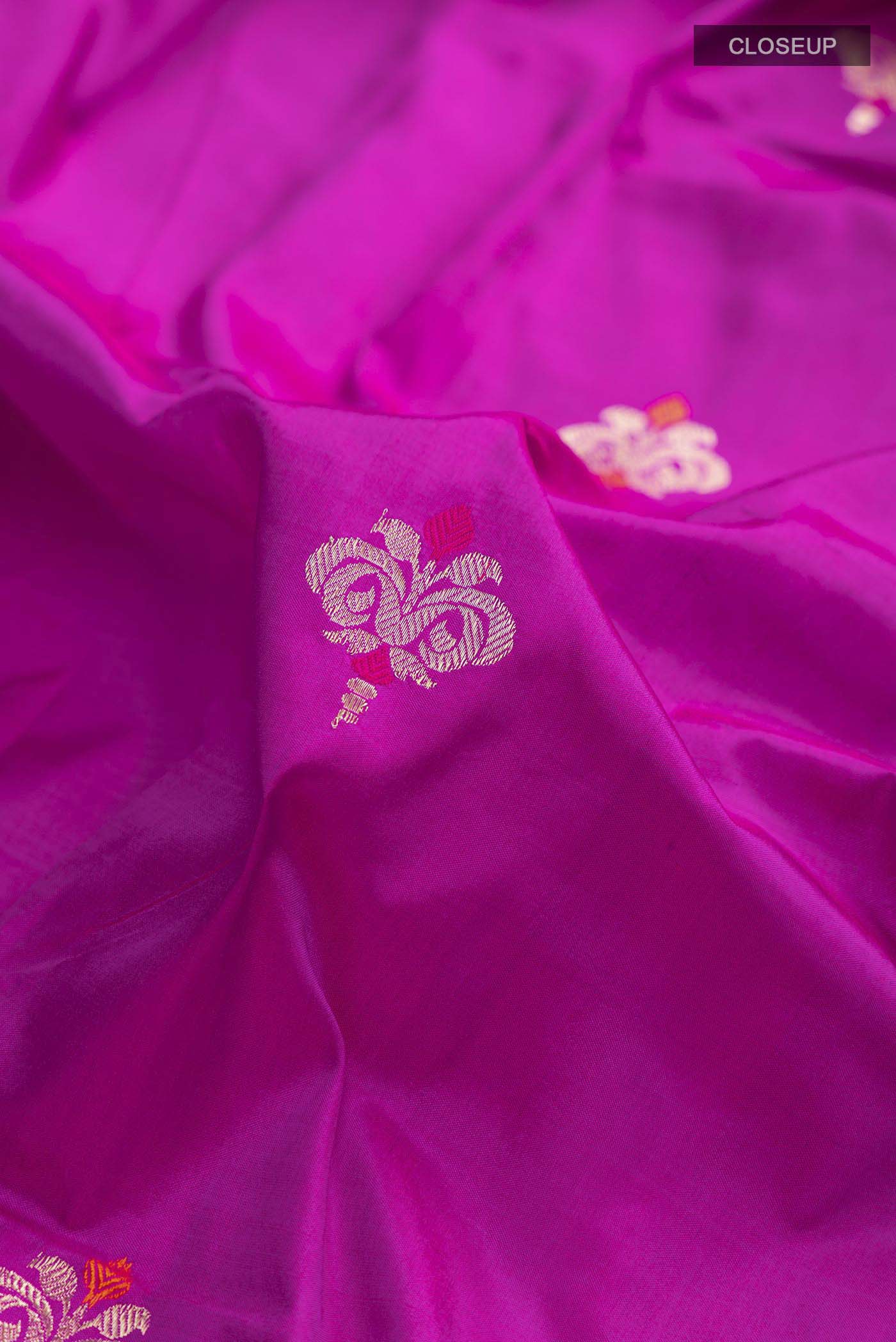 Magenta Banarasi Katan Silk Saree - Image 2
