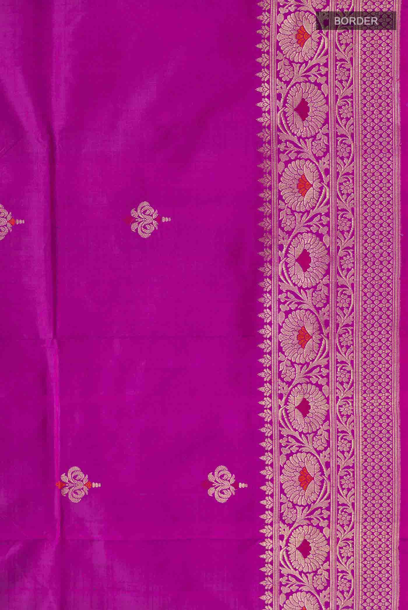 Magenta Banarasi Katan Silk Saree - Image 3
